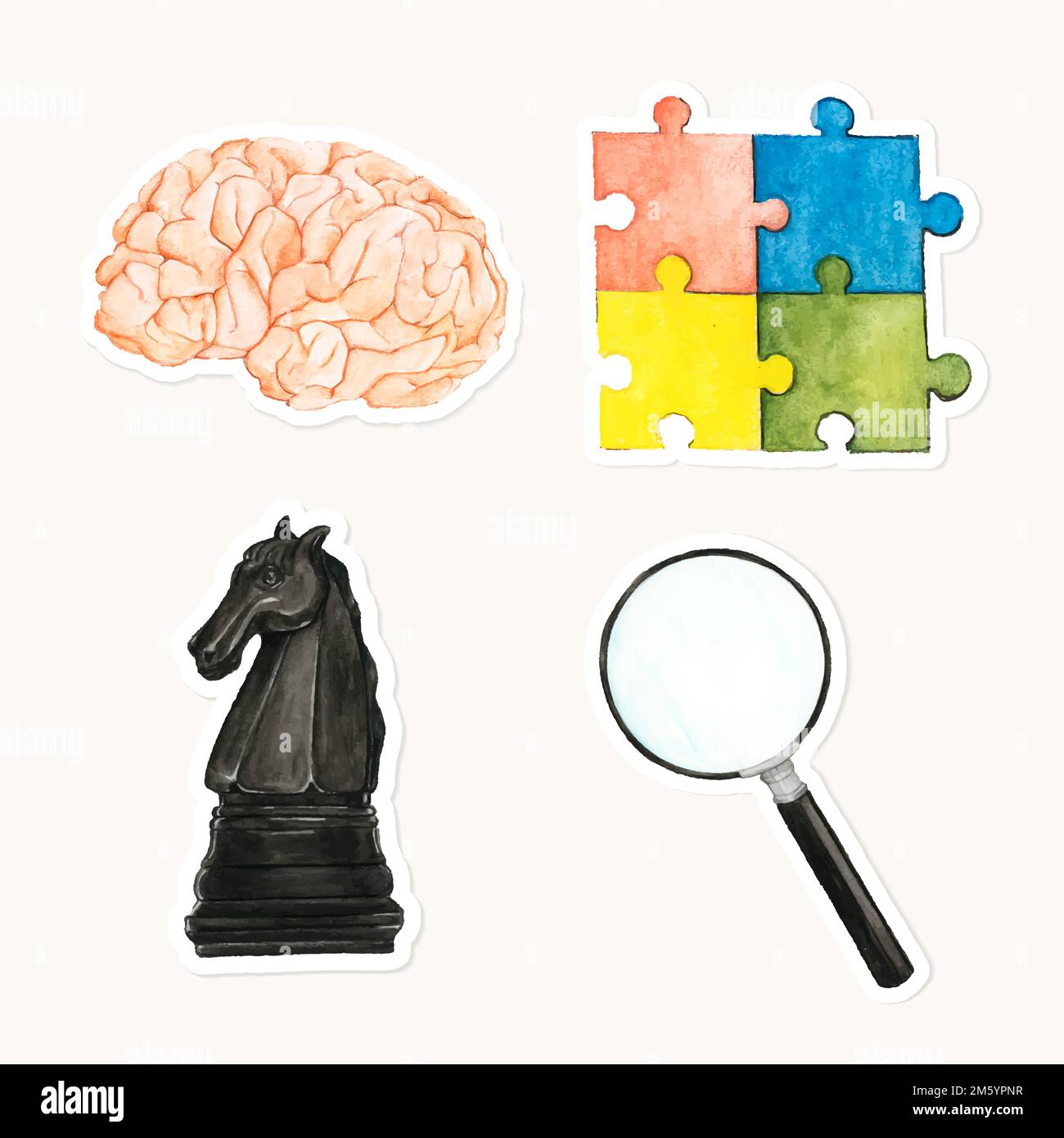 Hand drawn strategy and team stickers set vector Stock Vector