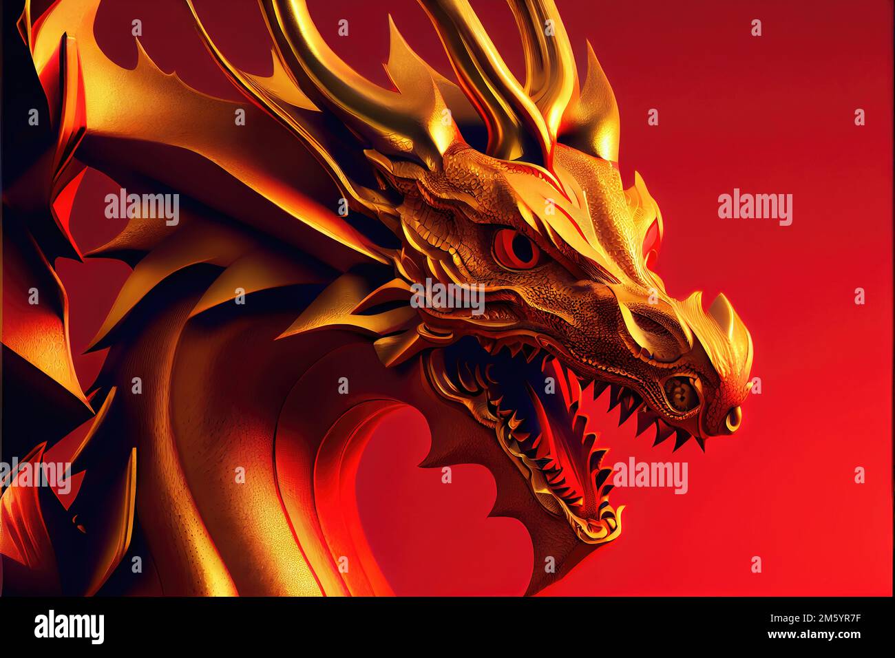 Red and Gold Dragon The male Yang element in Chinese culture, this
