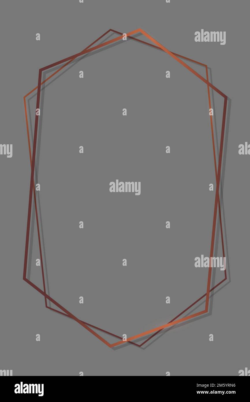 Bronze hexagon frame on gray background template Stock Vector Image