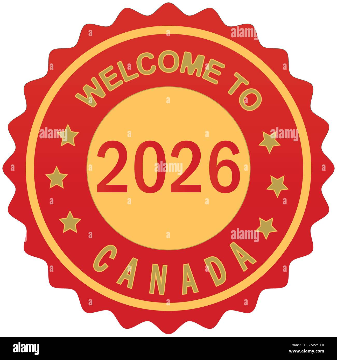 Welcome 2026 to Canada Colorful gradient brush design Vector illustration Canada flag colors background Welcome Stamp welcome guests FIFA Soccer Cup Stock Vector