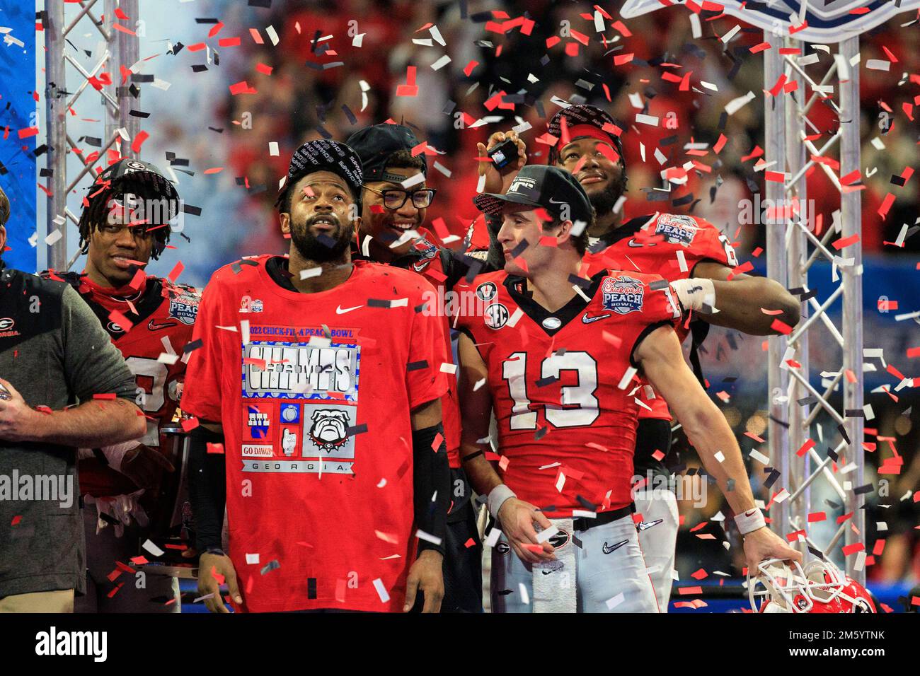 December 31, 2022 Confetti falls during the trophy presentation after