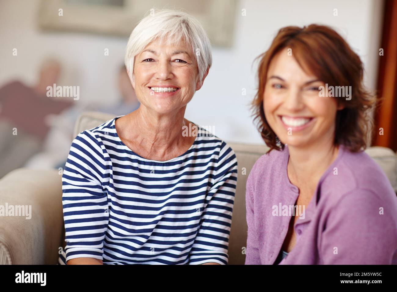 Cherishing every moment together. Portrait of a mother and daughter at home. Stock Photo
