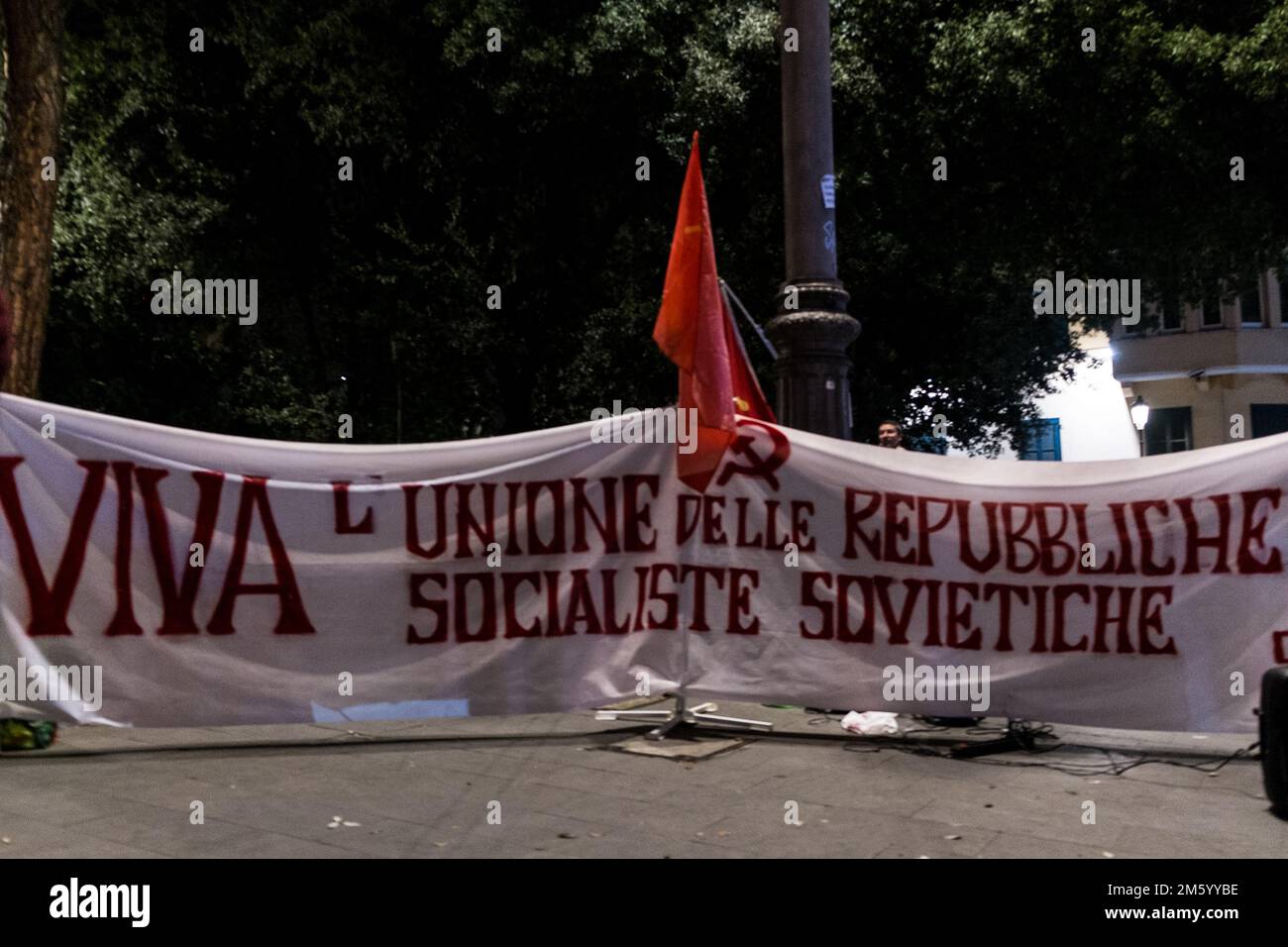 Proletarii Rome Rome, Italy. 30th Dec, 2022. Garrison in Piazza G. Belli in the centre ...