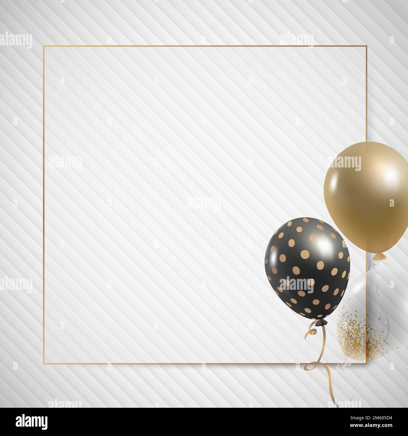 Golden square balloons frame design vector Stock Vector