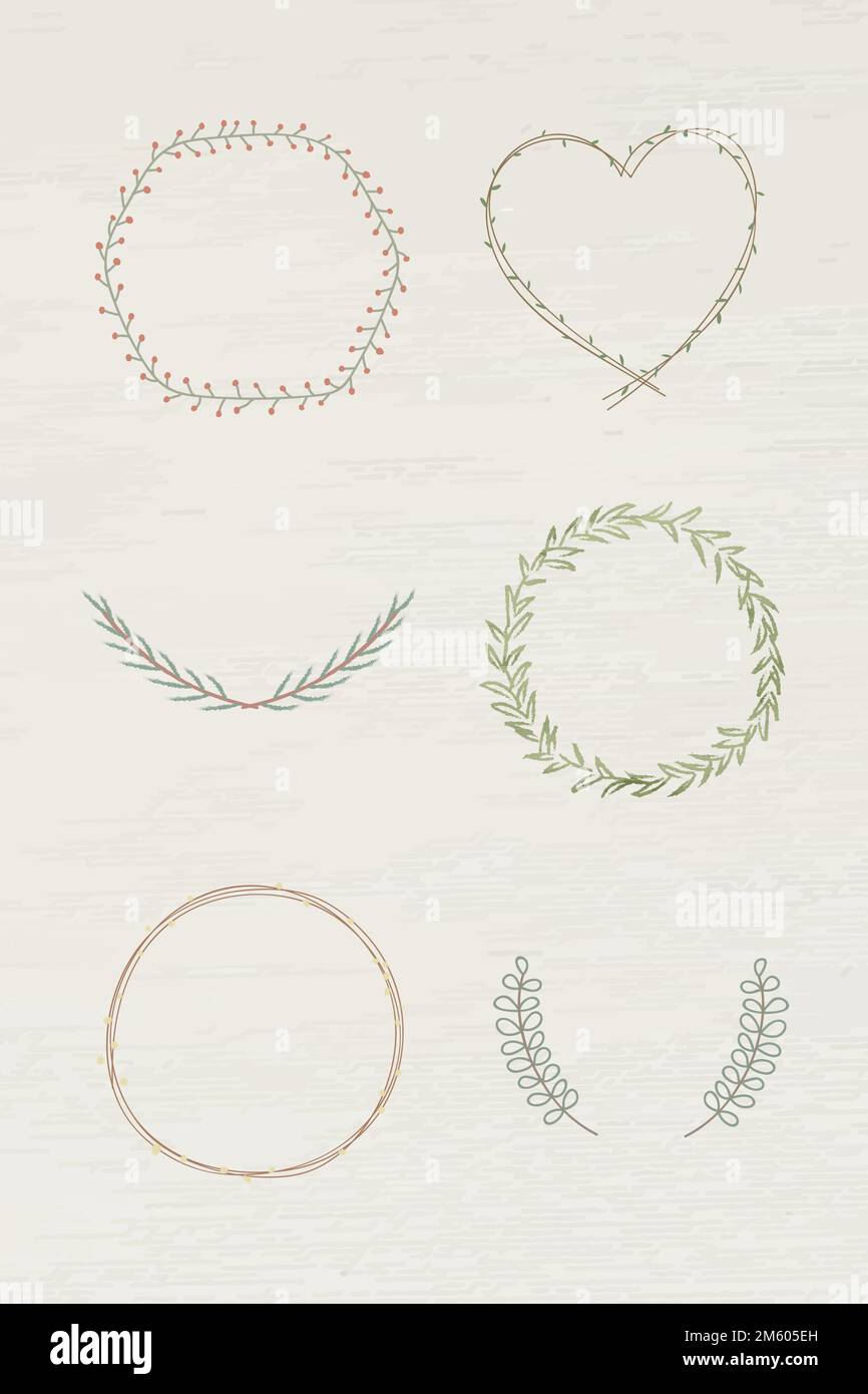 Leafy frame set on beige background vector Stock Vector