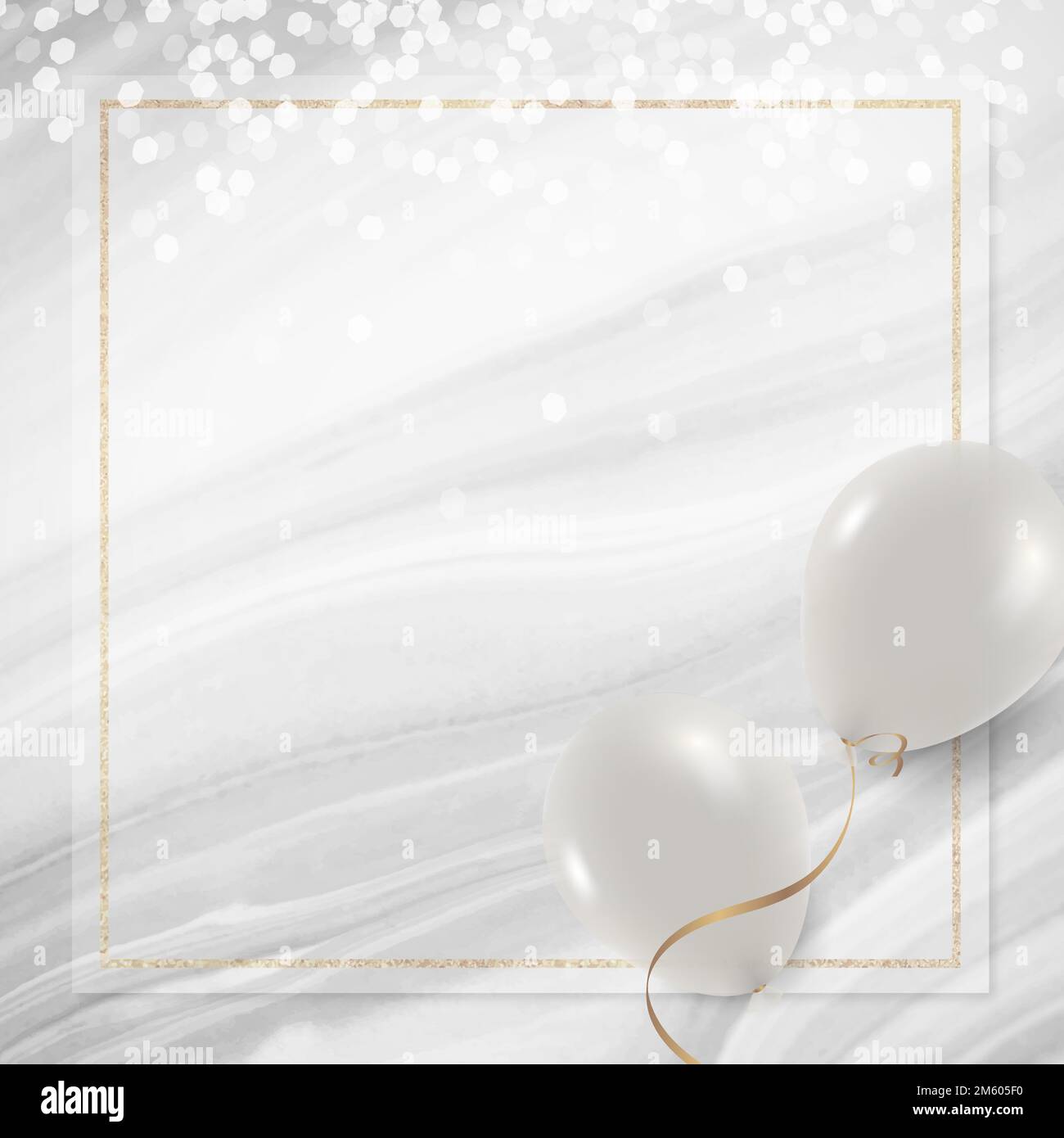 White balloons frame on white and gray background design vector Stock Vector