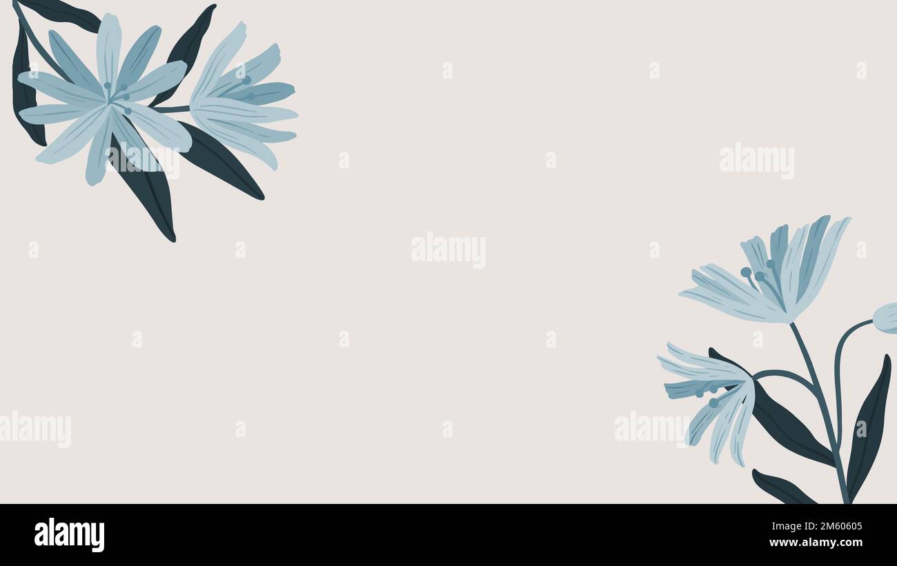 Blue botanical copy space mobile wallpaper vector Stock Vector