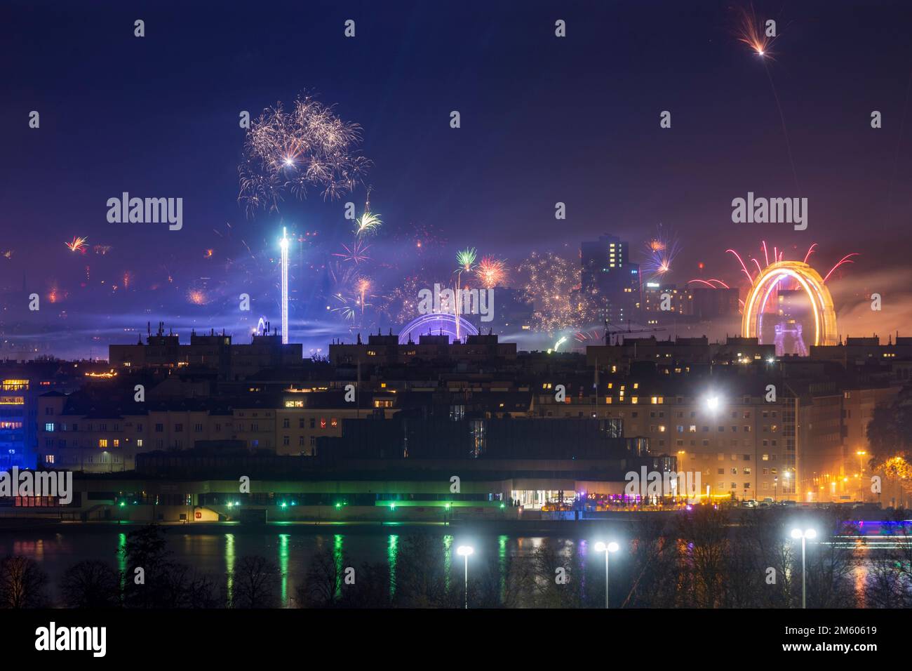 Wien, Vienna private fireworks despite ban of private fireworks on new