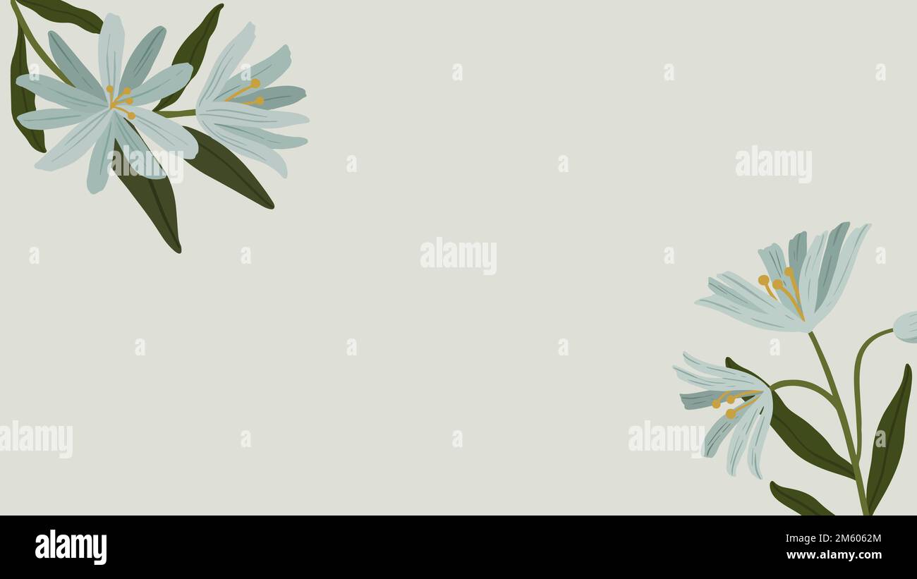 Blue botanical copy space mobile wallpaper vector Stock Vector