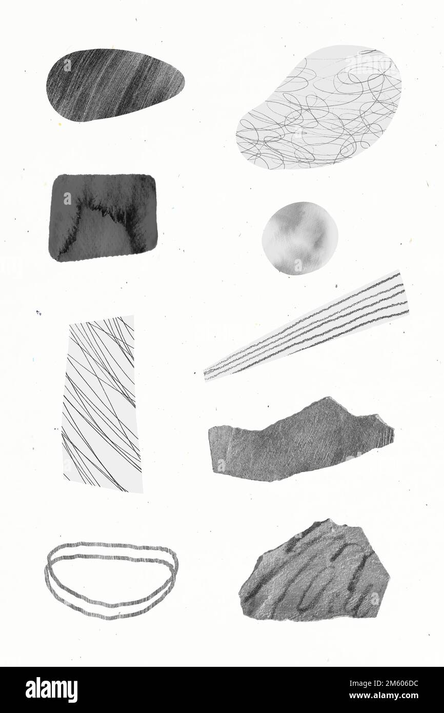 Scribble strokes and gray stone textures design element collection vector Stock Vector