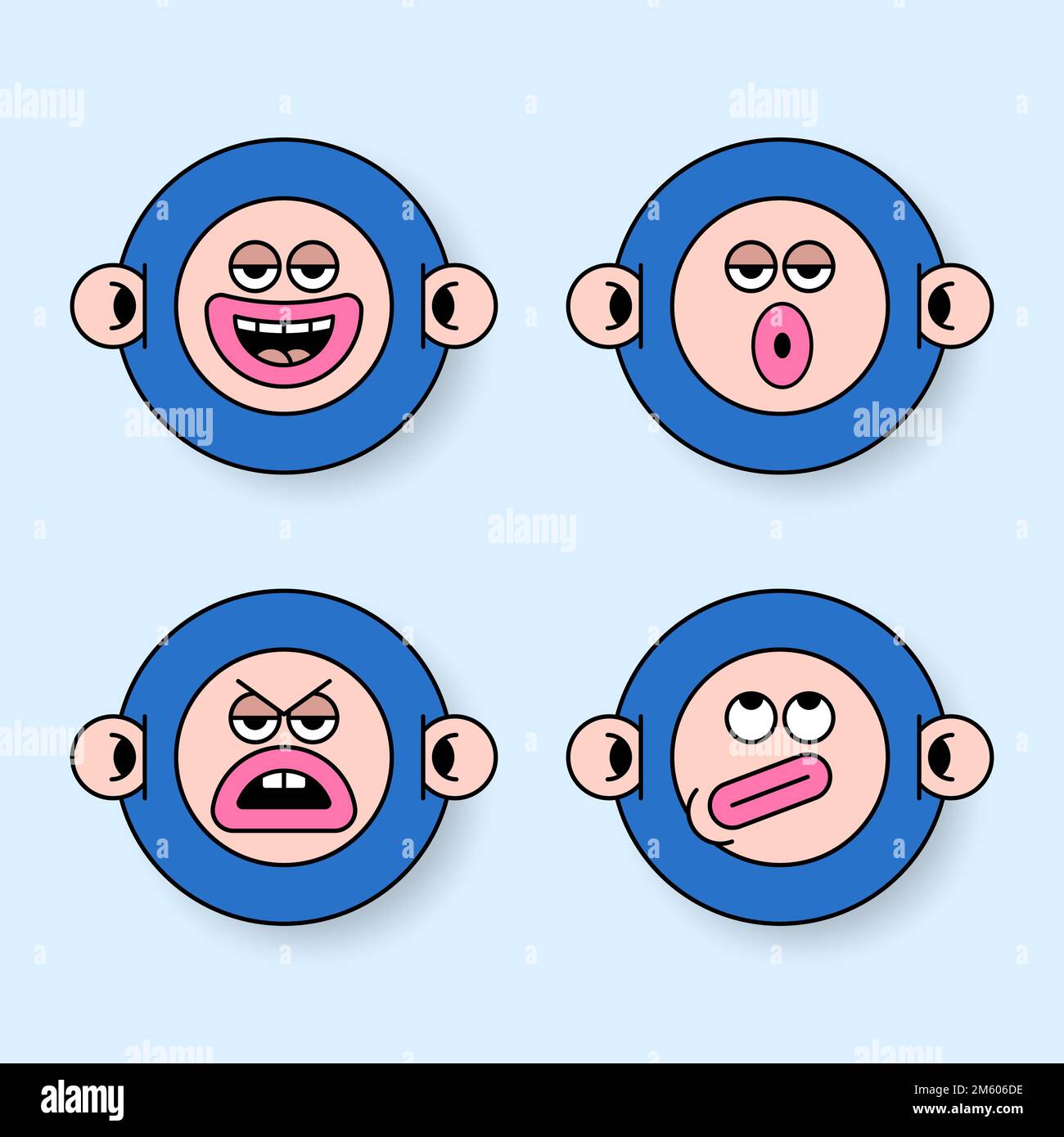 Cool monkey monster sticker set vector Stock Vector