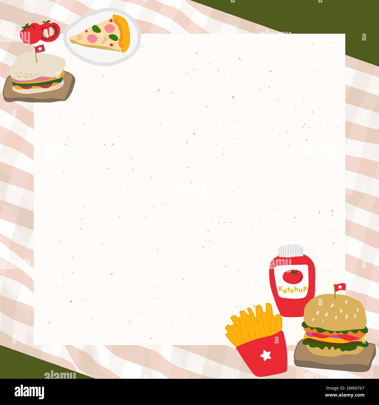 Food doodle frame with a beige background vector Stock Vector Image ...