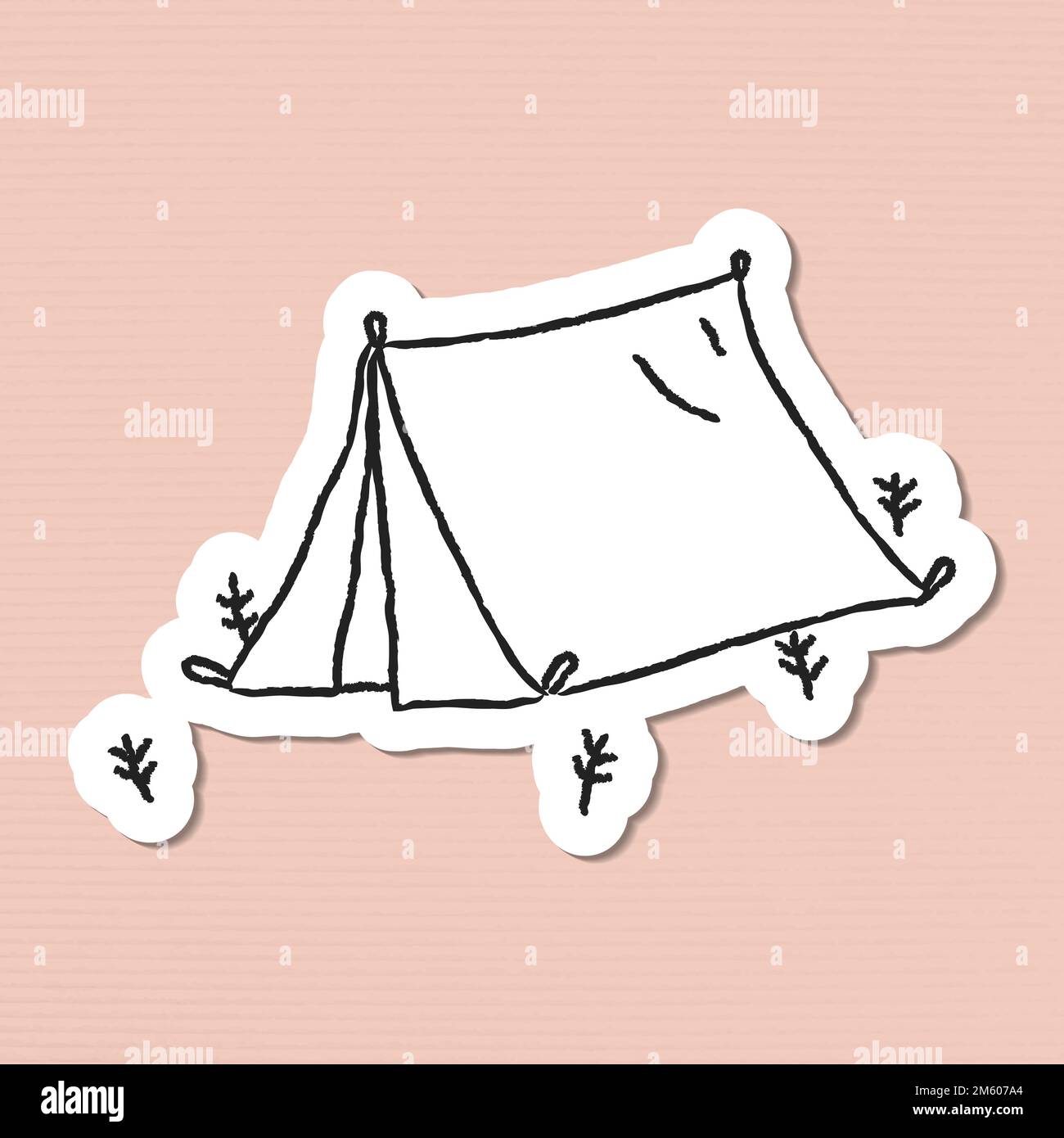 Doodle tent on a campsite sticker vector Stock Vector