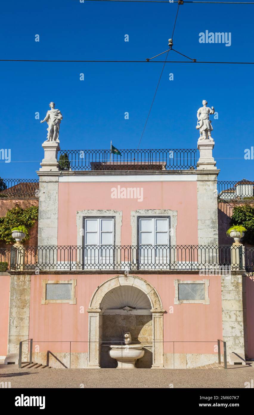 Statues on the roof of the Belem Palace in Lisbon, Portugal Stock Photo