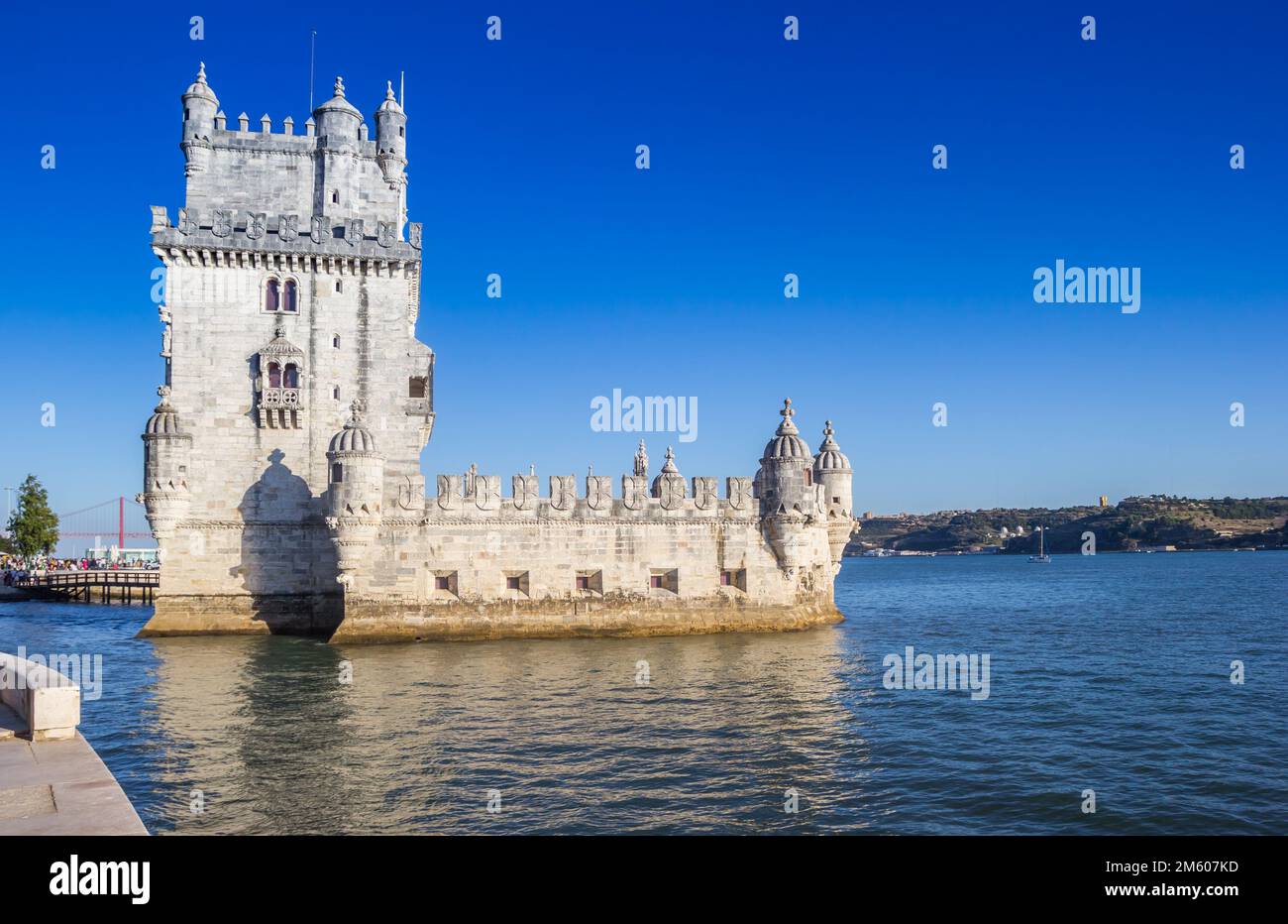 Historic Belem tower at the waterfront in Lisbon, Portugal Stock Photo