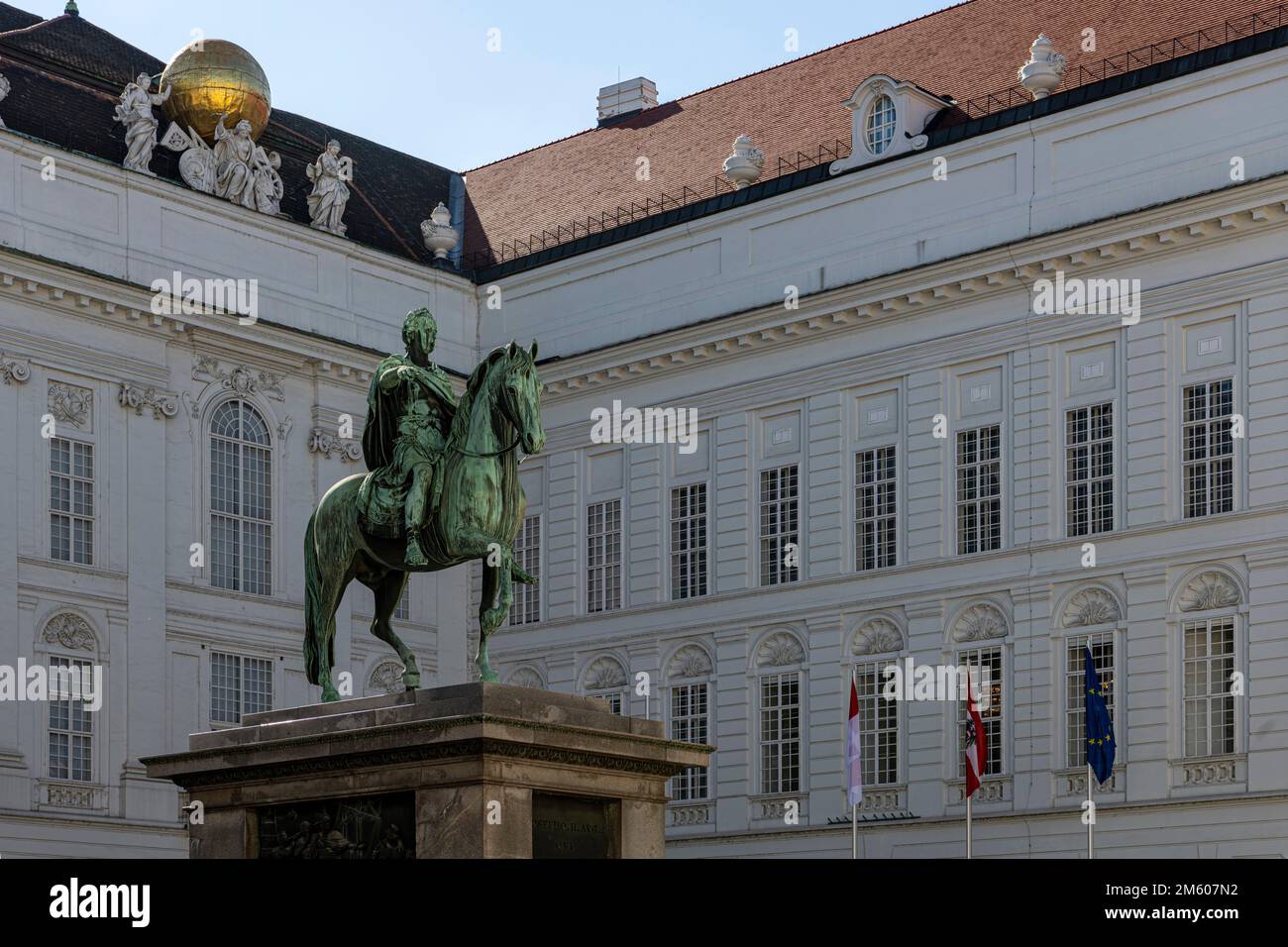 Equestrian statue of Emperor Josef I,  Josefsplatz, Vienna Stock Photo