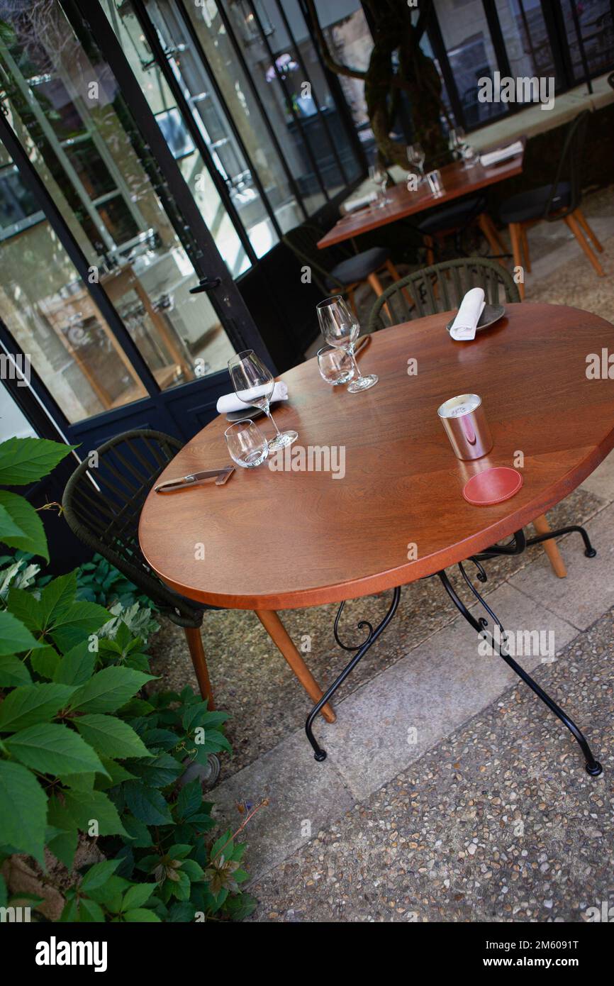 Table set in a stylish restaurant Stock Photo