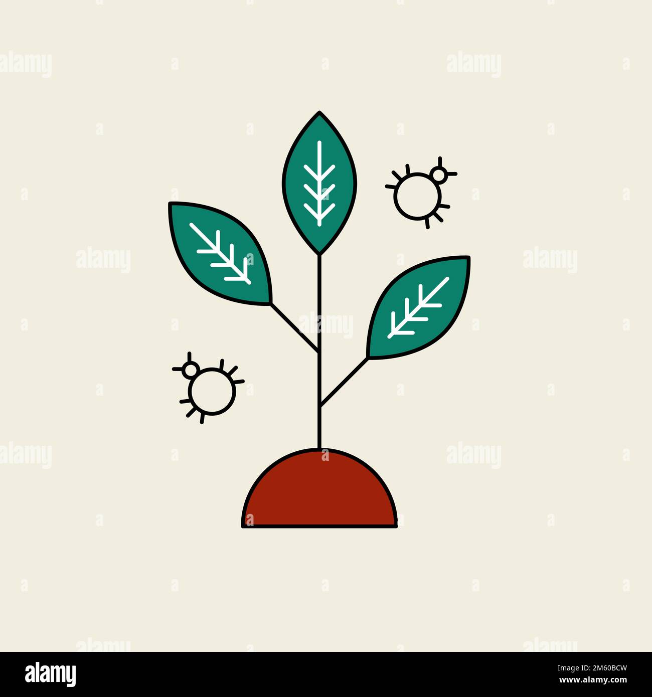 Plant pests, outline icon isolated on white background, flat vector