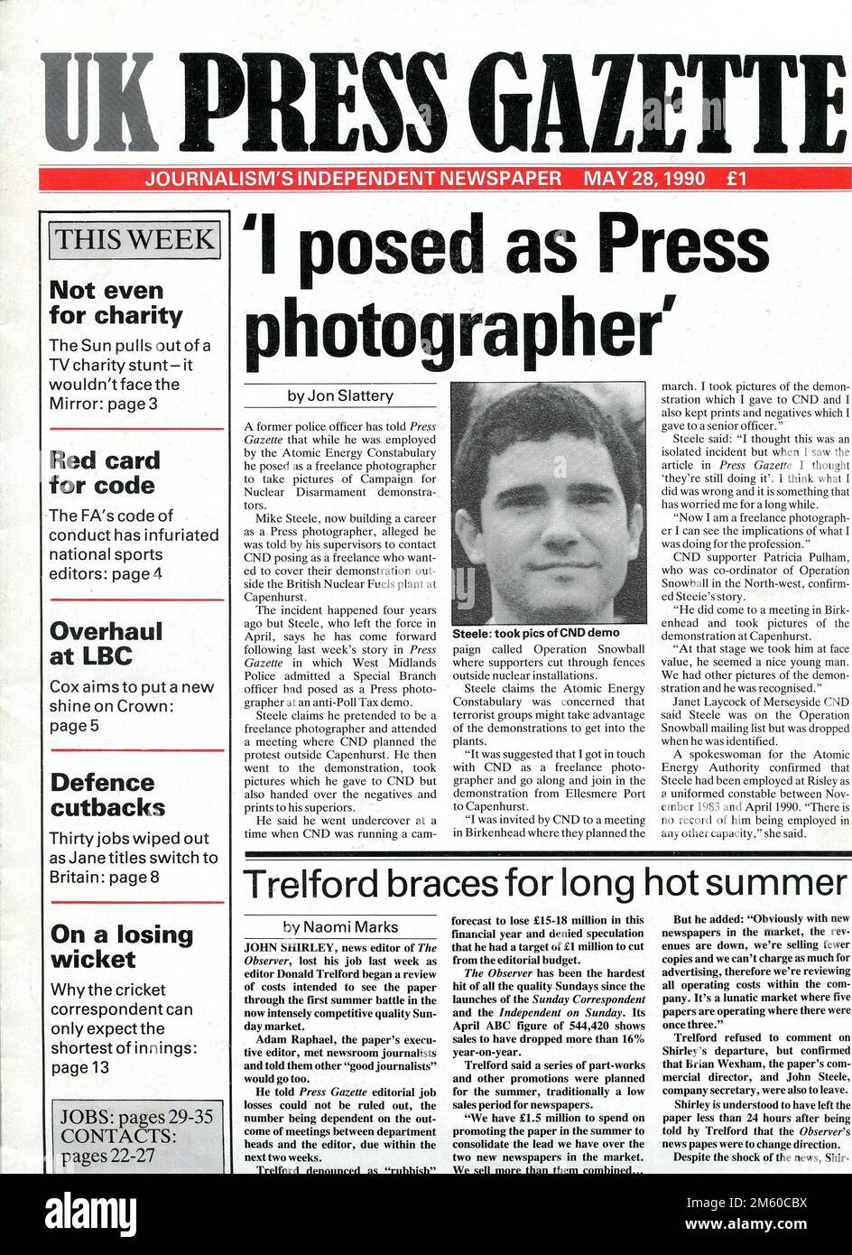 An issue of journalists weekly trade magazine UK Press Gazette dated May 28, 1990. First launched in November 1965, the print edition ceased publication in 2013. Stock Photo