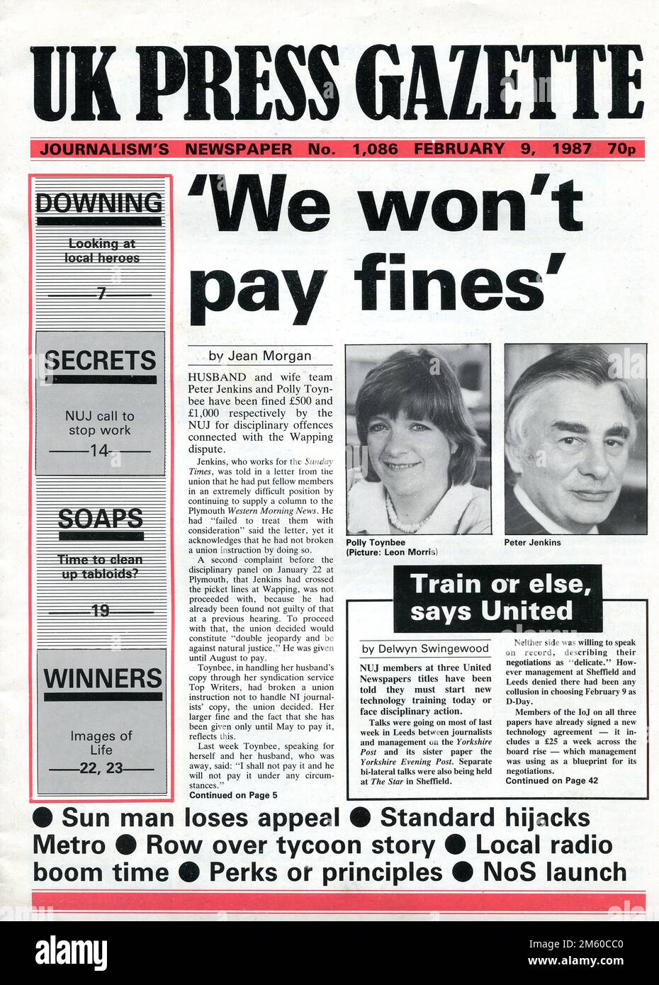 An issue of journalists weekly trade magazine UK Press Gazette dated February 9, 1987. First launched in November 1965, the print edition ceased publication in 2013. Stock Photo