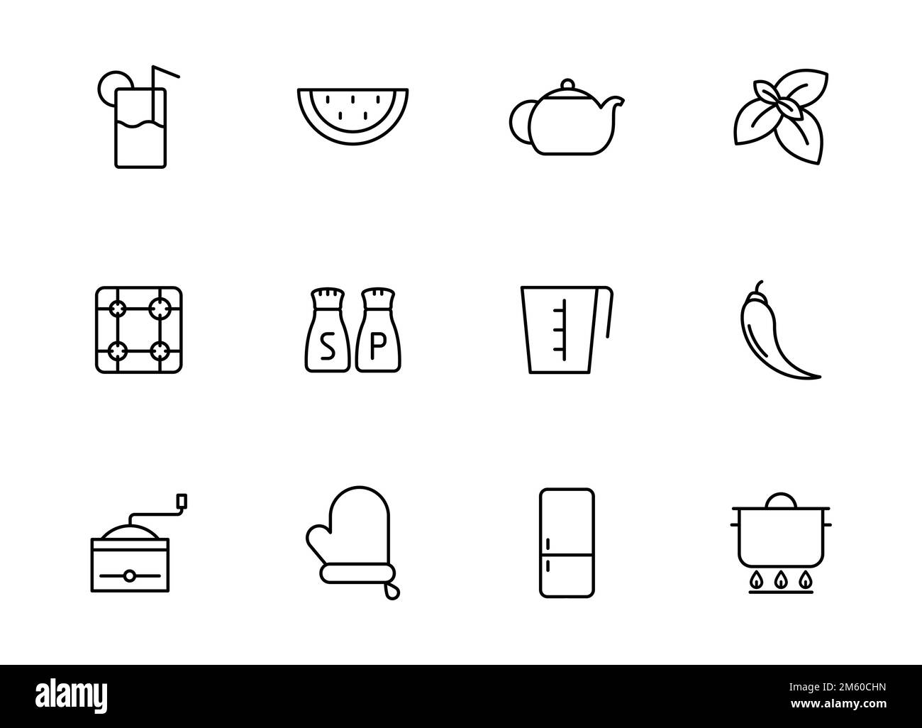 kitchen linear vector icons isolated on white Stock Vector Image & Art ...