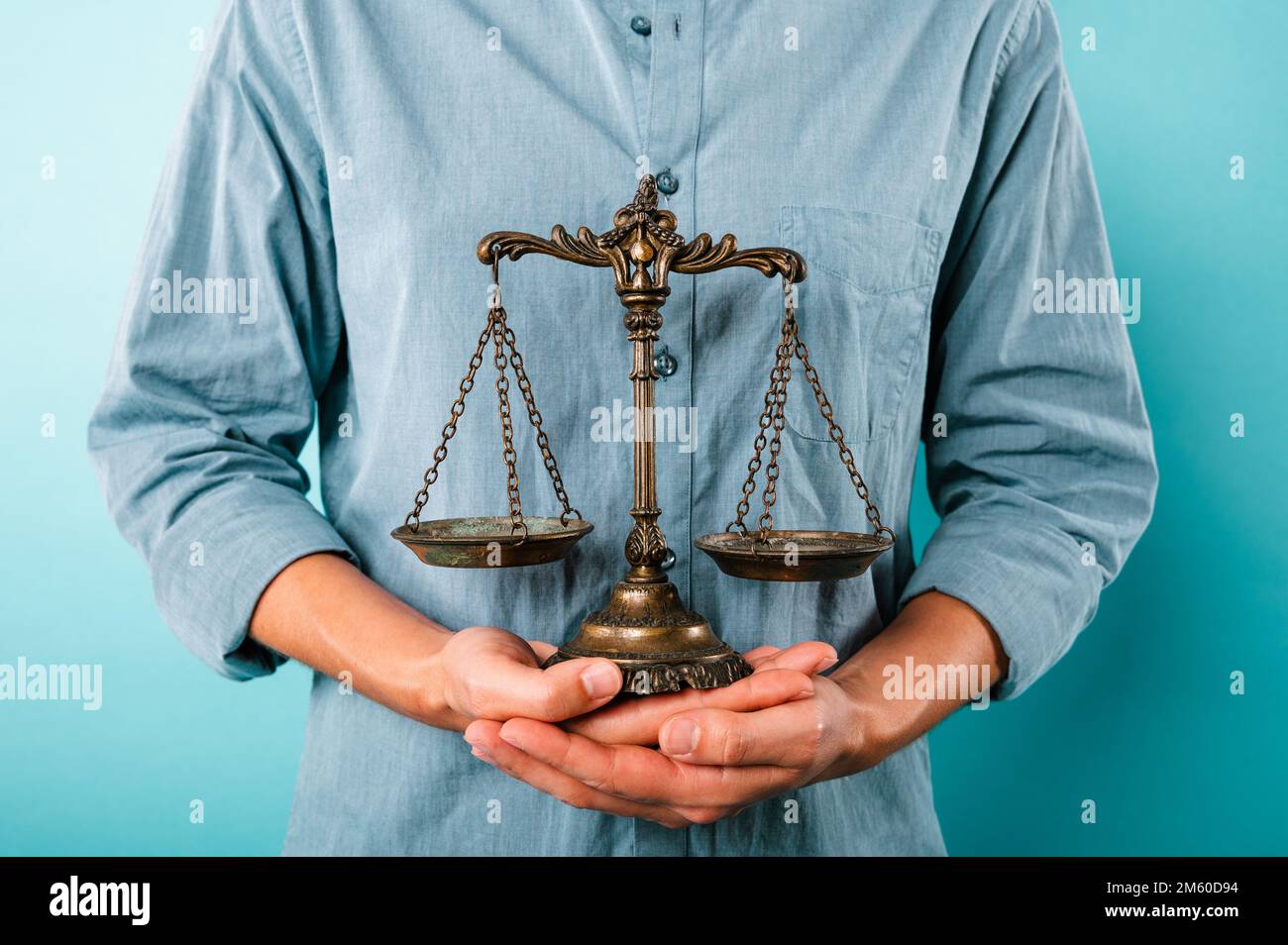 Plates in the balance. Concept of finance and justice law Stock Photo