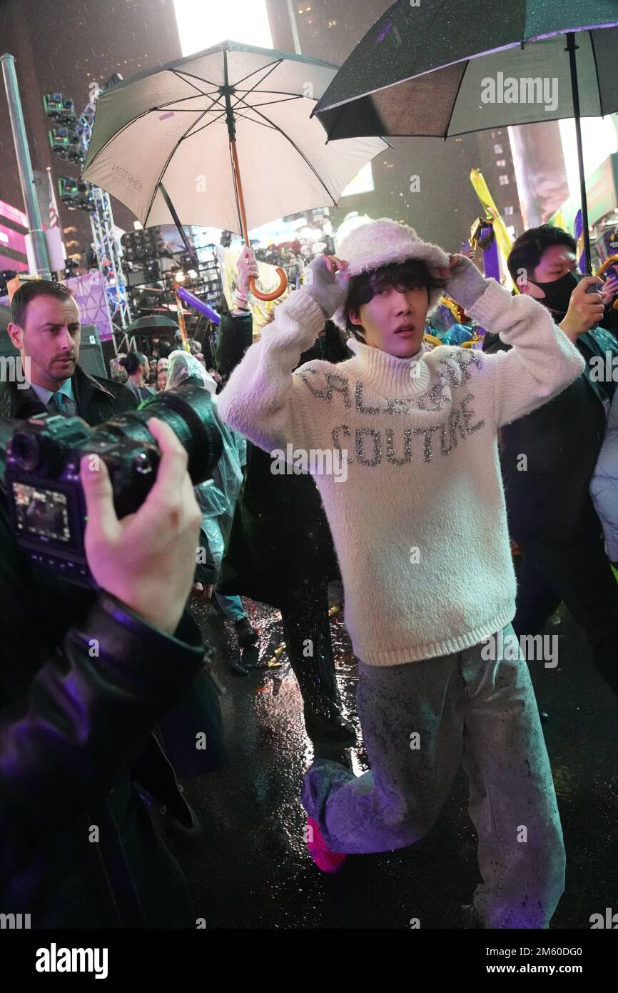 JHope after performing at the New Year's Eve Celebration in Times
