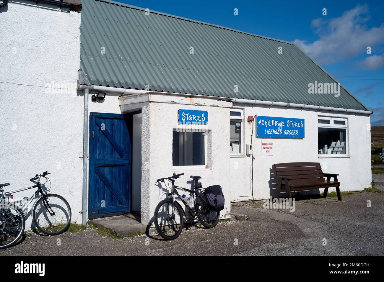 Achiltibuie  Stores and fuel Garage, Ross and Cromarty, west coast of Scotland UK Stock Photo