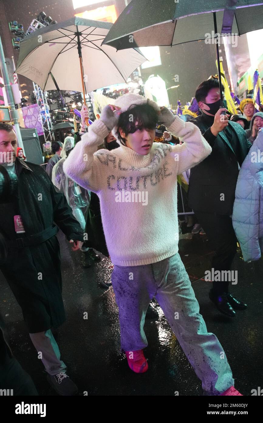 JHope after performing at the New Year's Eve Celebration in Times