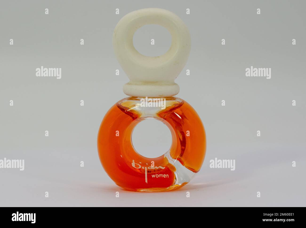 Close-up of a miniature perfume Bijan is the exotic and distinguished name of the perfumes by the late and successful designer Bijan Pakzard Stock Photo
