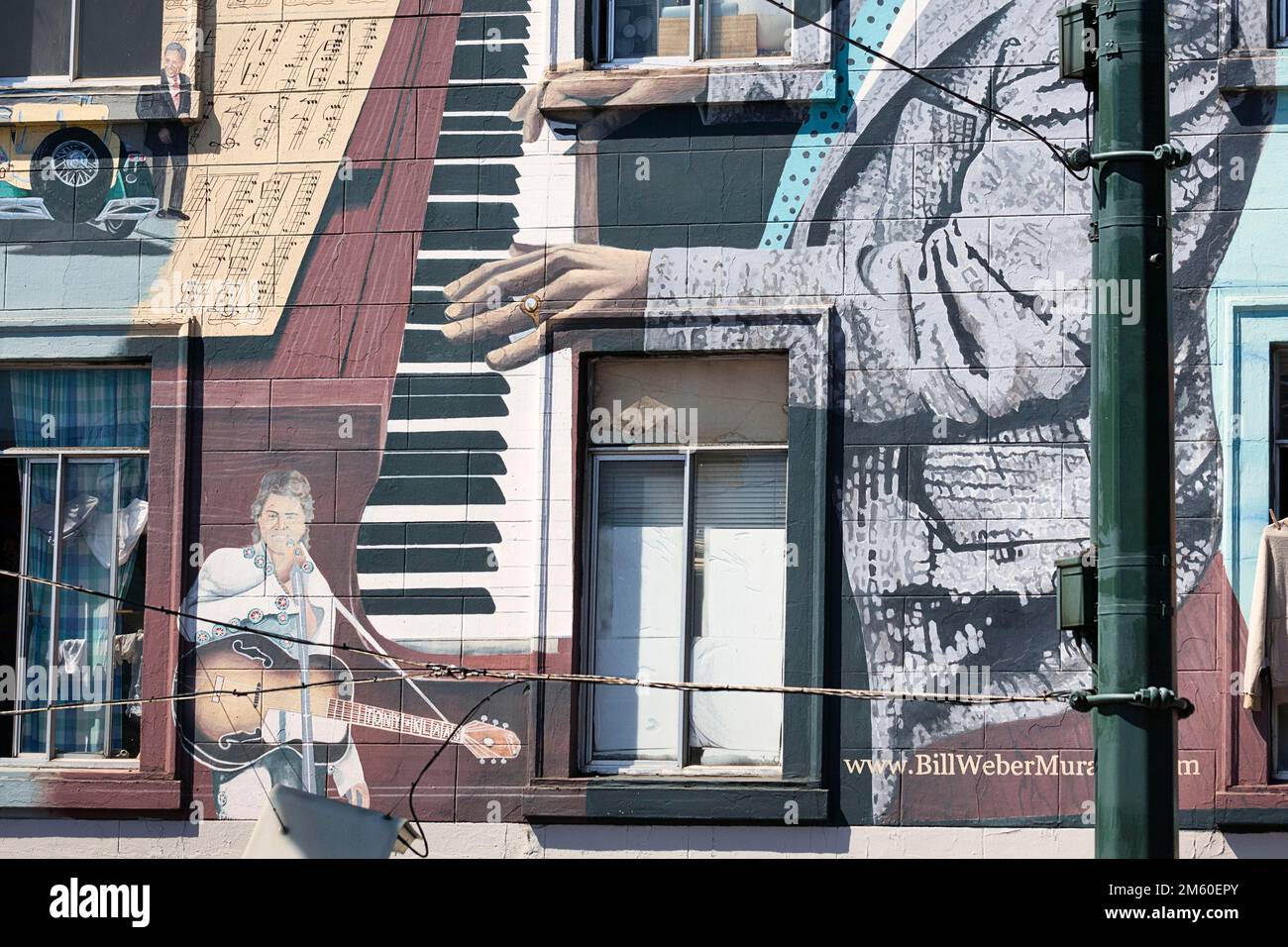 Mural, Jazz Mural, detail with pianist, guitarist and singer, artist ...