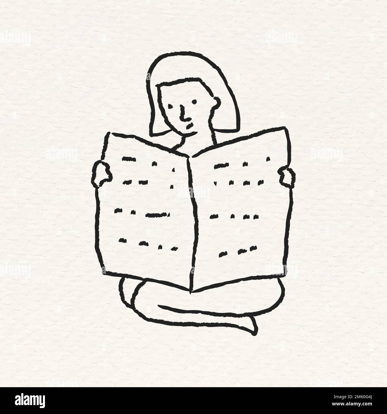 Woman reading a newspaper doodle style vector Stock Vector Image & Art