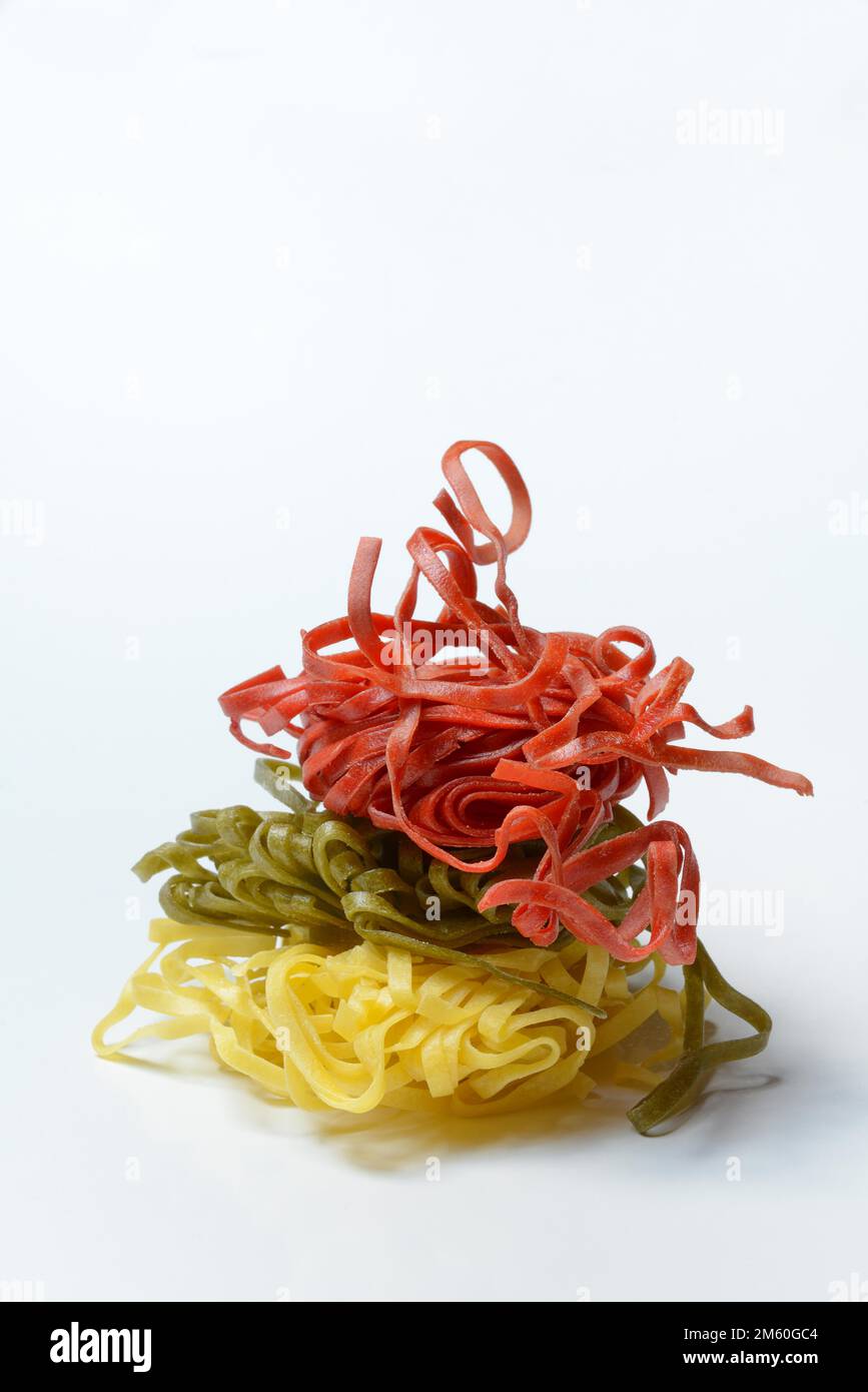 Tagliatelle tricolore, Italian pasta, pasta, pasta type Stock Photo - Alamy