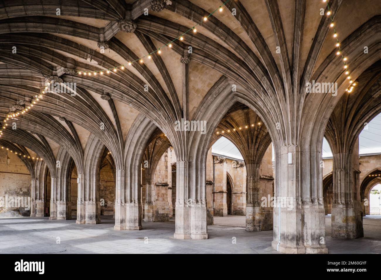 The incredible gothic cloister of St Pierre Cathedral in Condom in the south of France (Gers) Stock Photo