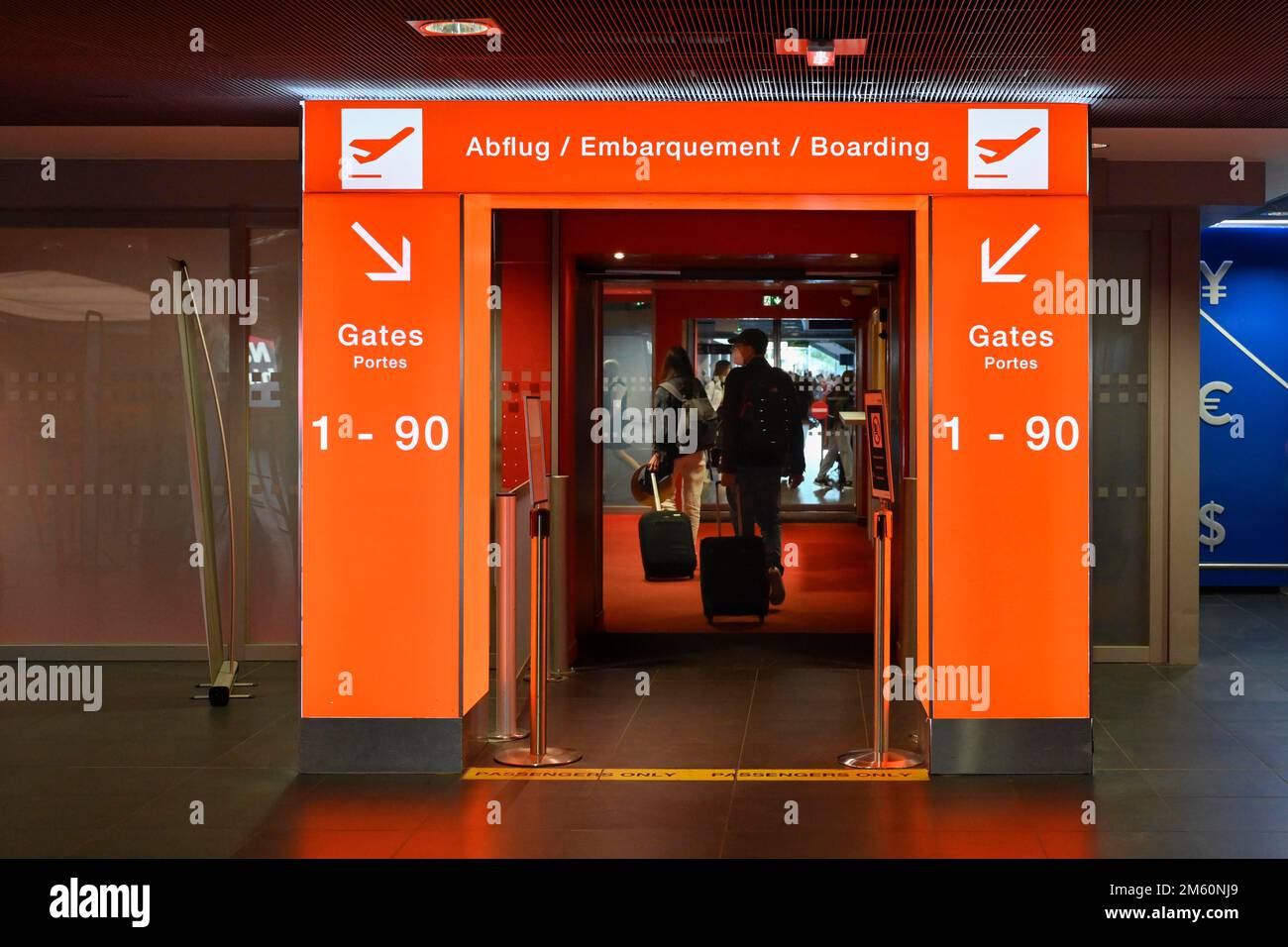 Entrance to the gates, EuroAirport, Basel Stock Photo Alamy