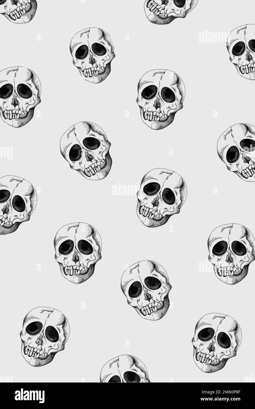 Vintage skull pattern gray background vector Stock Vector Image & Art ...