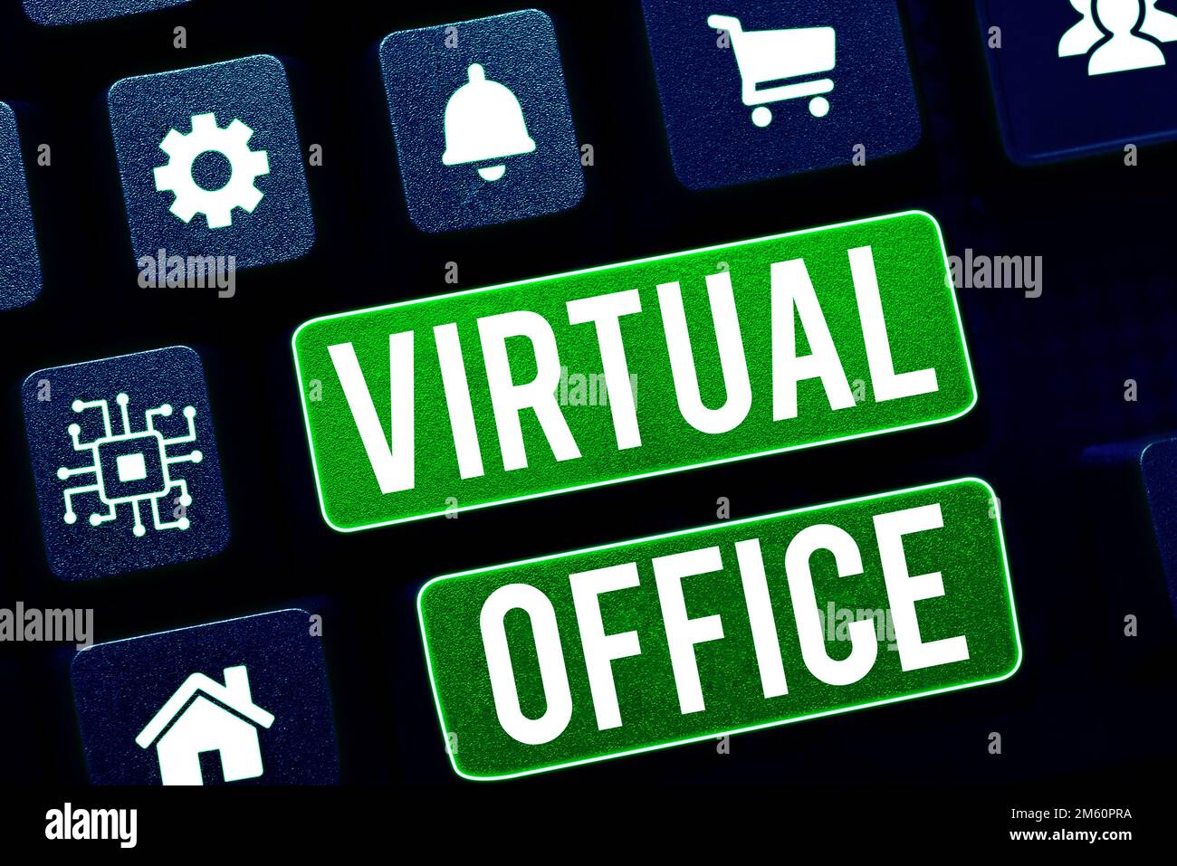 Conceptual caption Virtual Office. Business showcase Mobile work ...