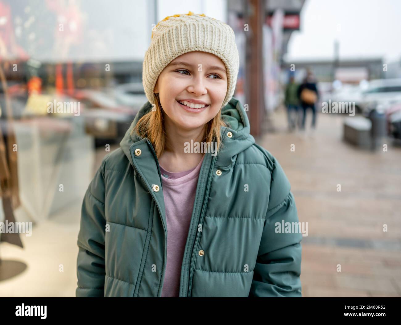 Stylish preteen girl hires stock photography