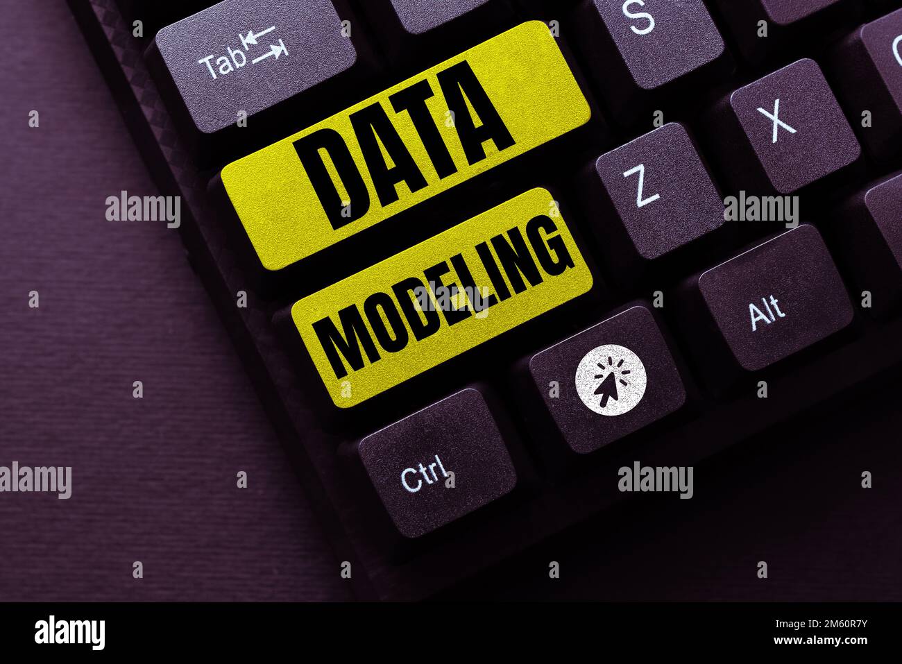 Conceptual display Data Modeling. Word Written on process of transferring data between data storage systems Stock Photo