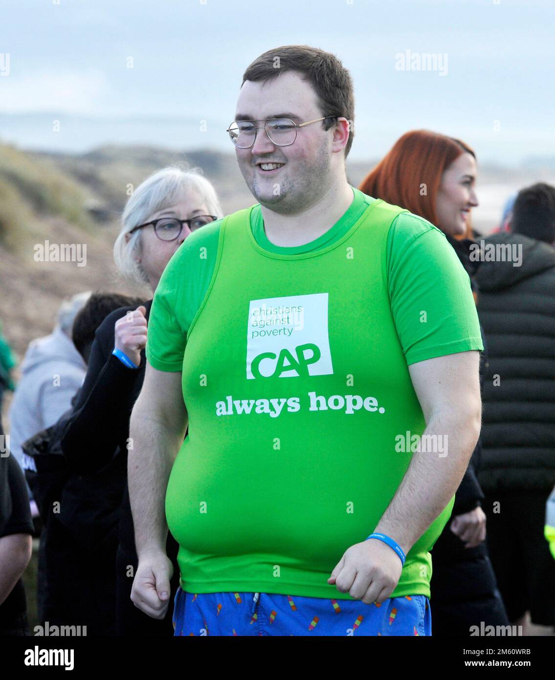 Irvine beach, North Ayrshire, Scotland. 01/01/23. Irvine polar plunge