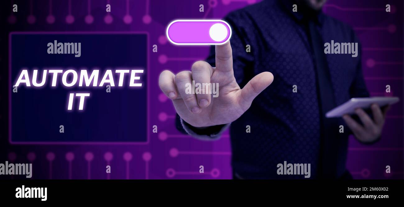 Text showing inspiration Automate It. Concept meaning convert process ...