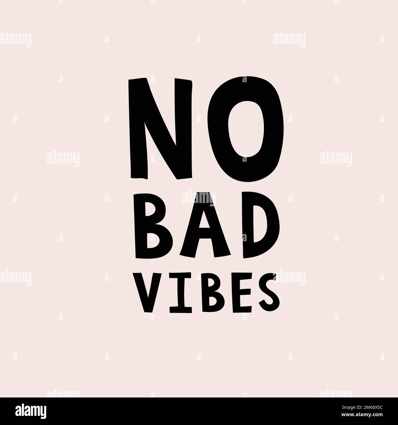 Black no bad vibes doodle typography on beige background vector Stock ...
