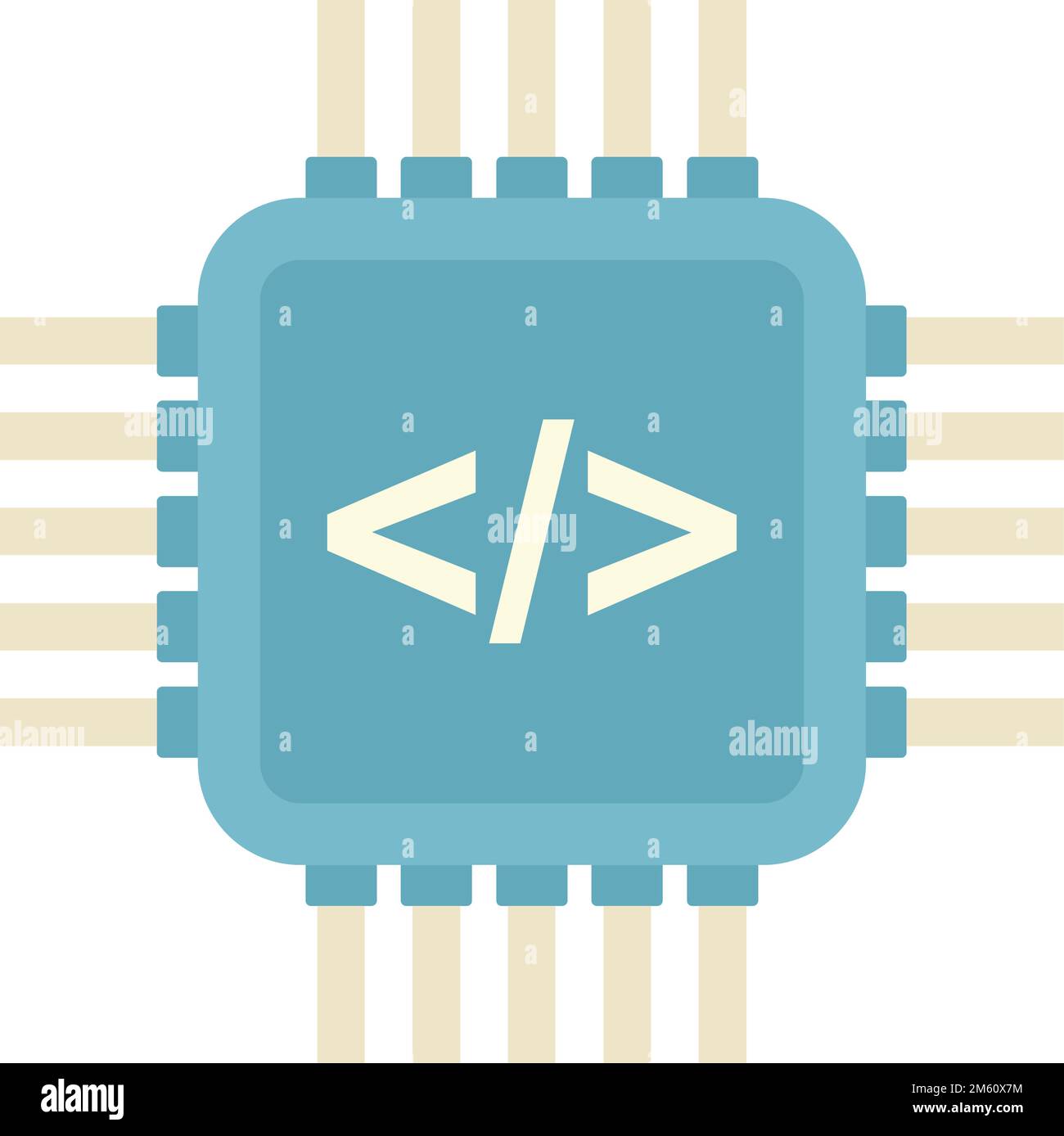 Programming processor icon flat vector. Arduino software. Education robot isolated Stock Vector