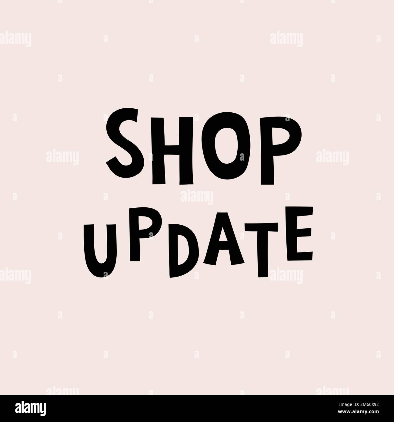 Shop update doodle typography on beige background vector Stock Vector ...