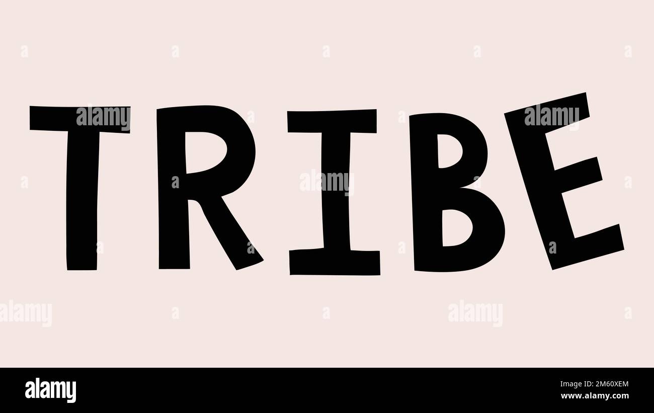 Tribe doodle typography on beige background vector Stock Vector Image ...