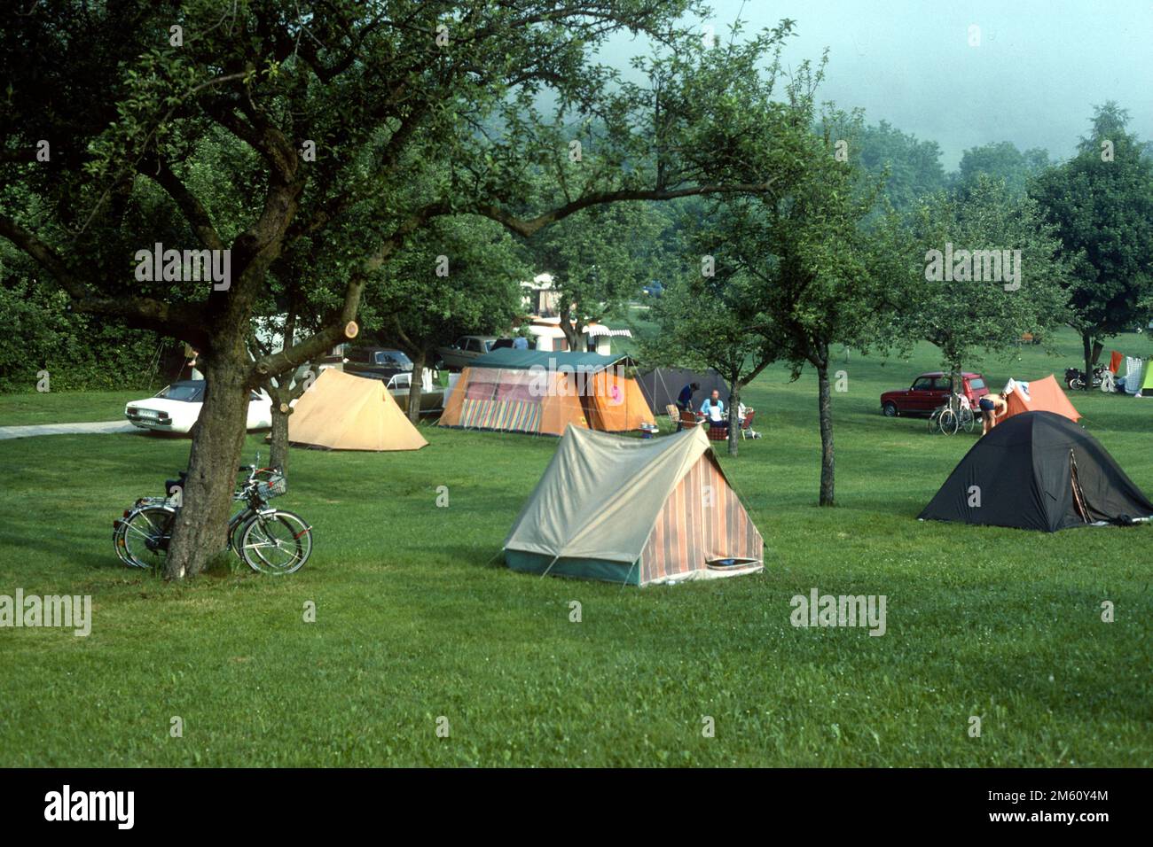 German campsite in 1982, Rothenburg ob der Tauber, Bavaria, Germany Stock Photo