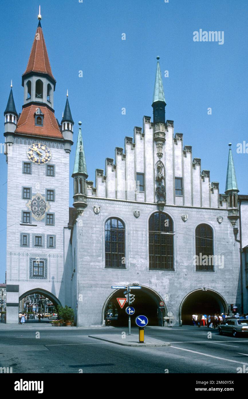 The Old Town Hall in 1982, Munich, Bavaria, Germany Stock Photo