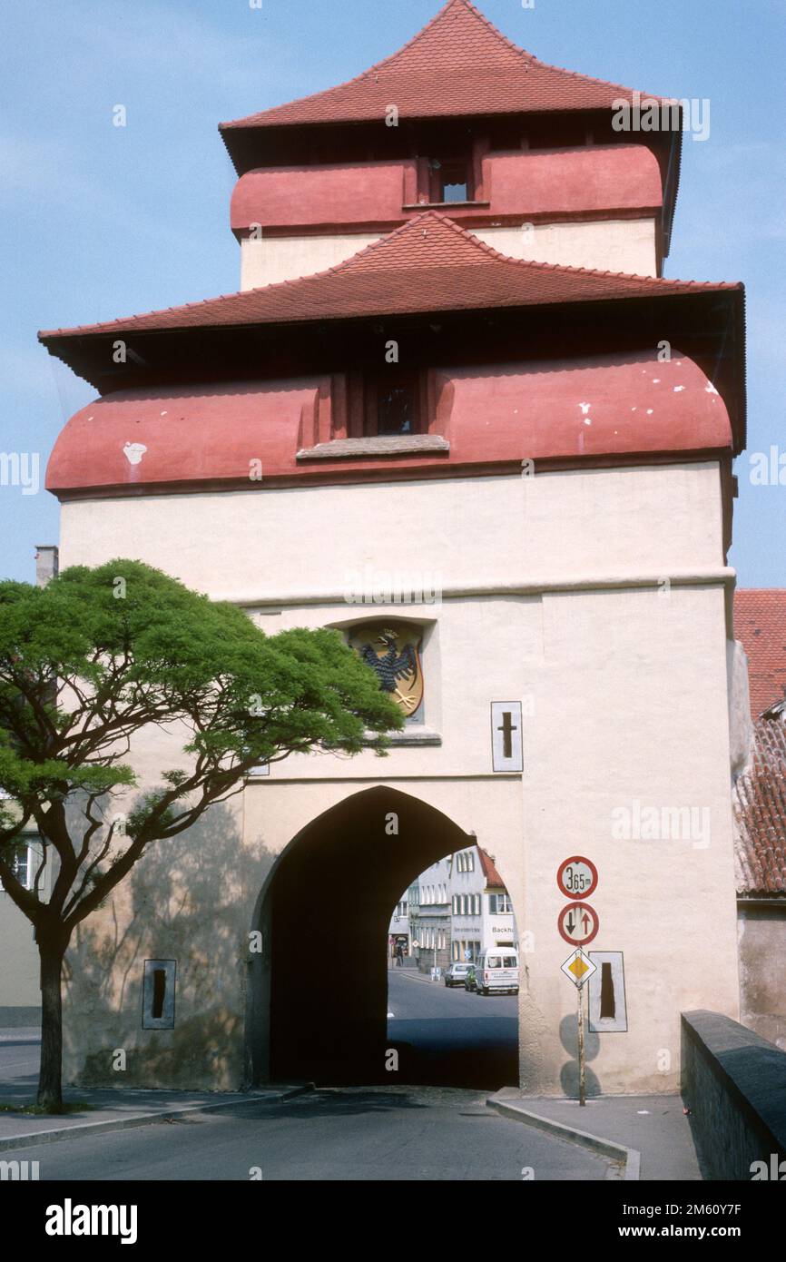 Berger Gate in 1982, Nördlingen, Bavaria, Germany Stock Photo