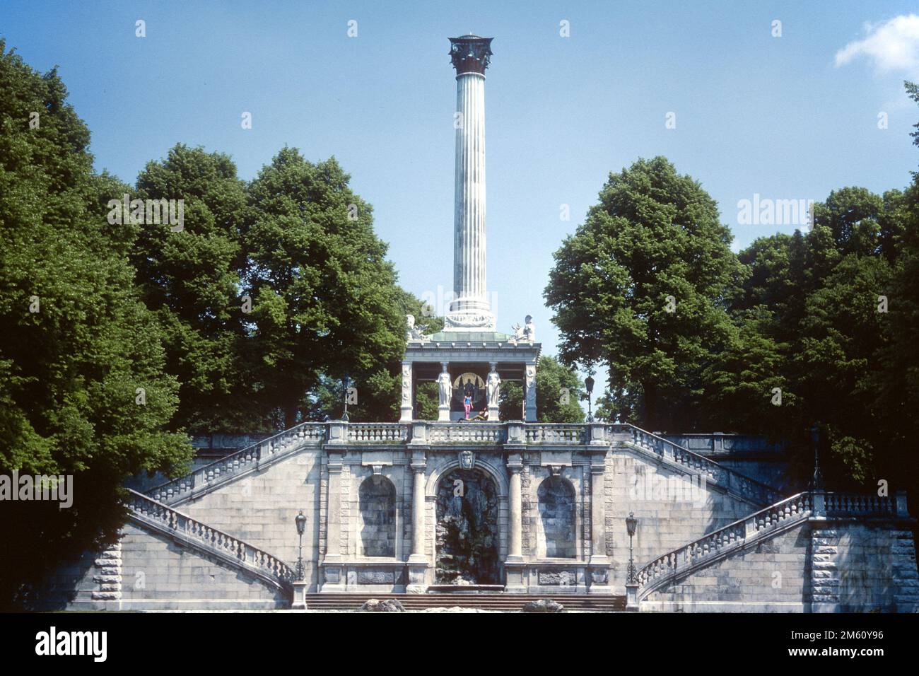 Angel of Peace monument in 1982 before restoration of the angel, Munich, Bavaria, Germany Stock Photo