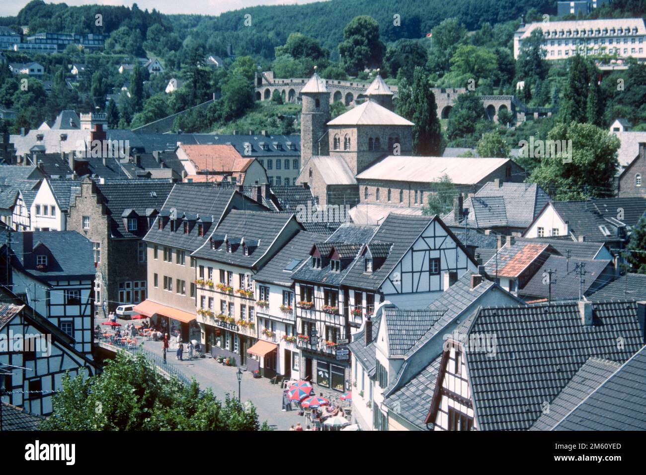 View of town centre in 1982, Bad Münstereifel, North Rhine-Westphalia, Germany Stock Photo